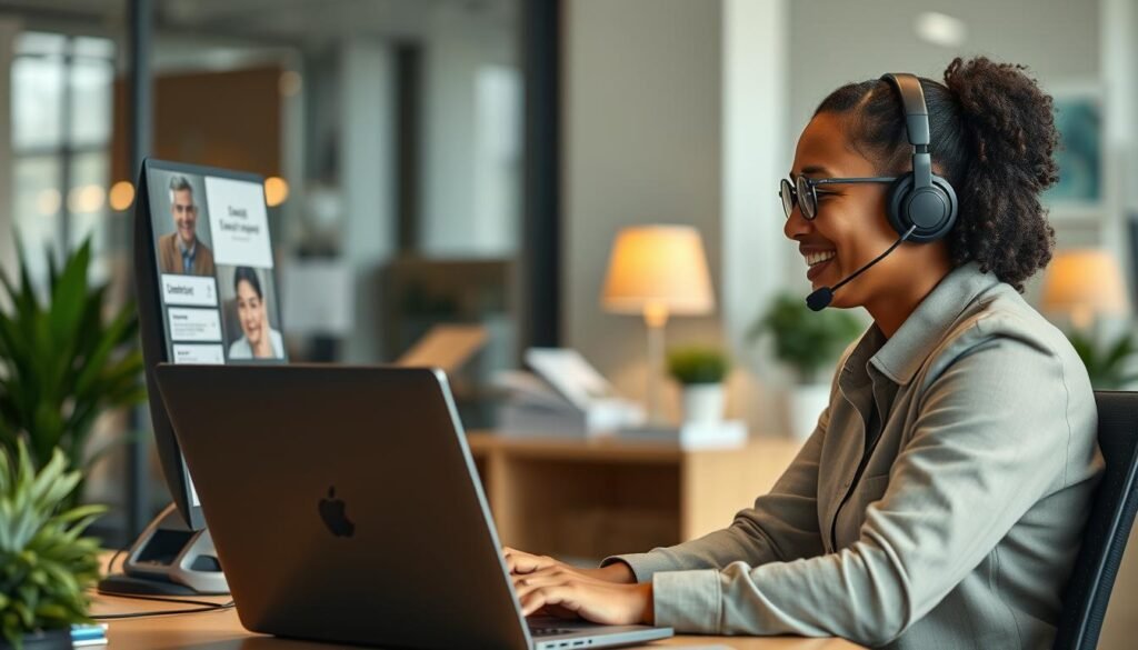 Generate an image of a customer service representative